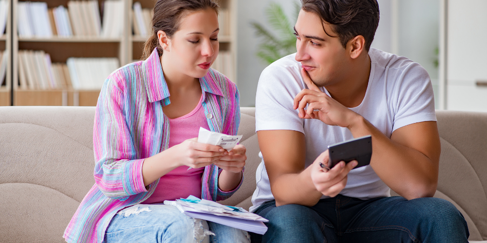 a coupe discussing their finances